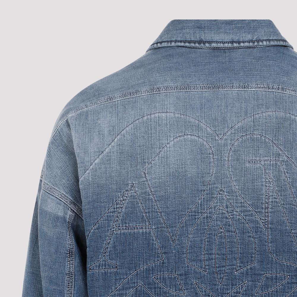 シャツ Alexander McQueen Quilted Denim Shirt Alexander Mcqueen Blue Quilted Denim Shirt for Men Online