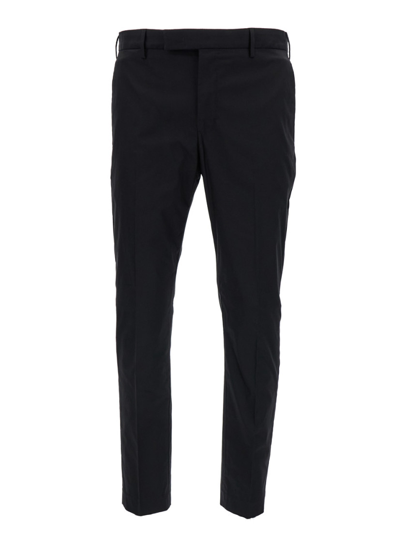 Pt Torino Black Slim Cut Tailored Trousers In Cotton Blend Man In Black