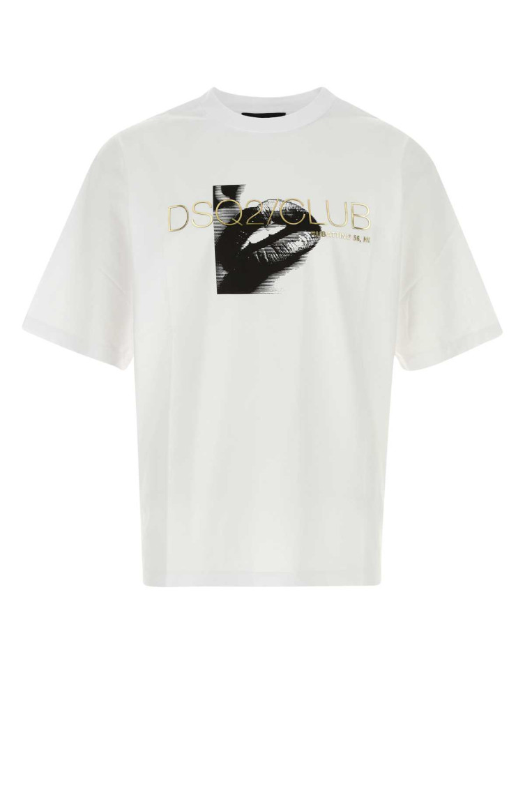 Dsquared2 Graphic Print Crew Neck Short Sleeve T-shirt In White