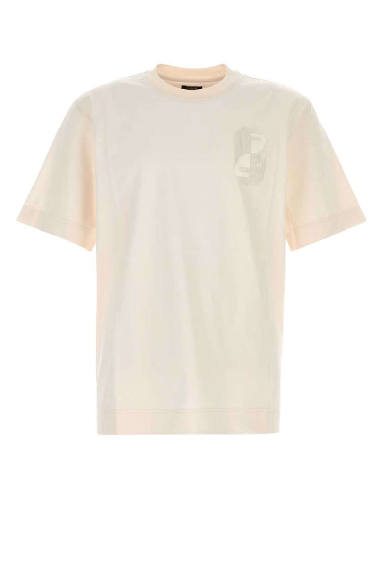 Fendi Crew Neck Short Sleeve Fitted T-shirt In White