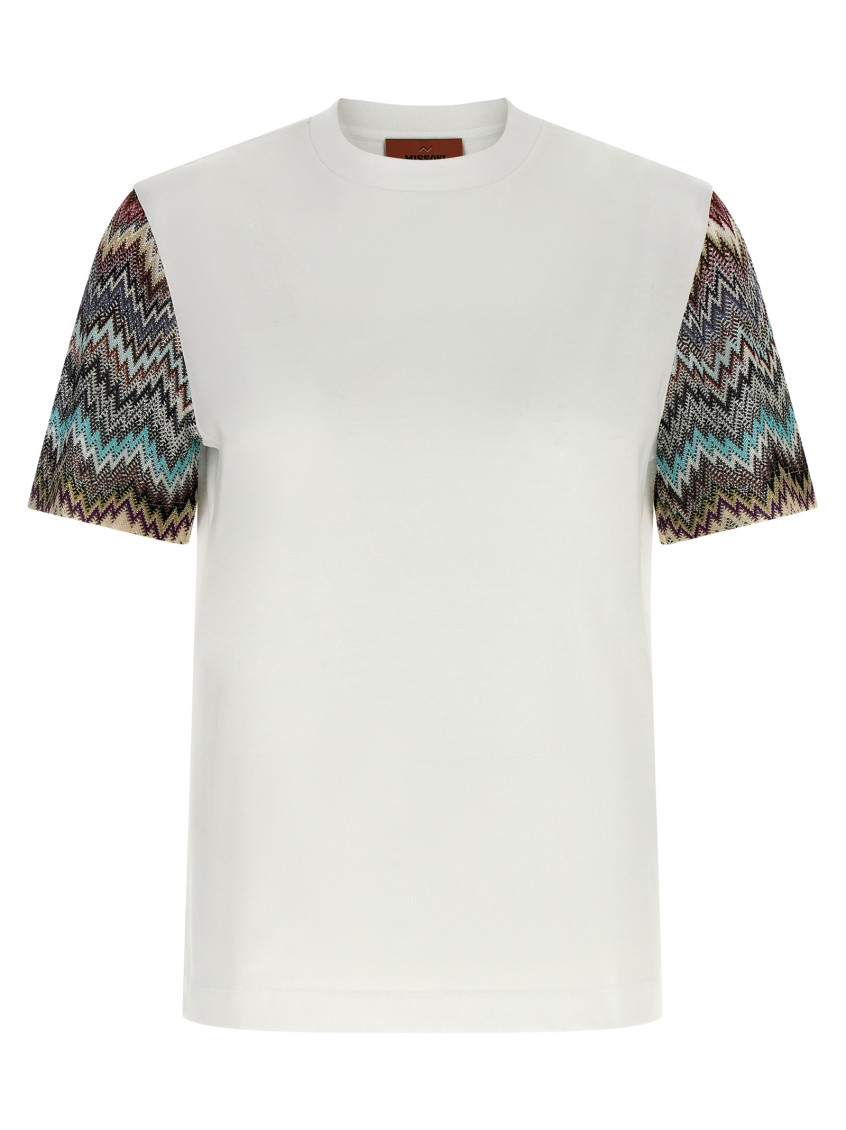 Missoni White Snake Sleeve T-shirt In Green