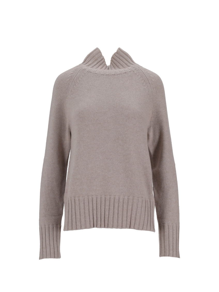 Max Mara Beige High-neck Sweater In Gray