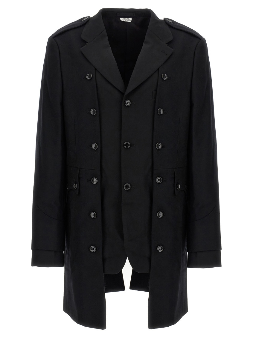 Comme Des Garçons Black Double Layer Blazer Coat In Black