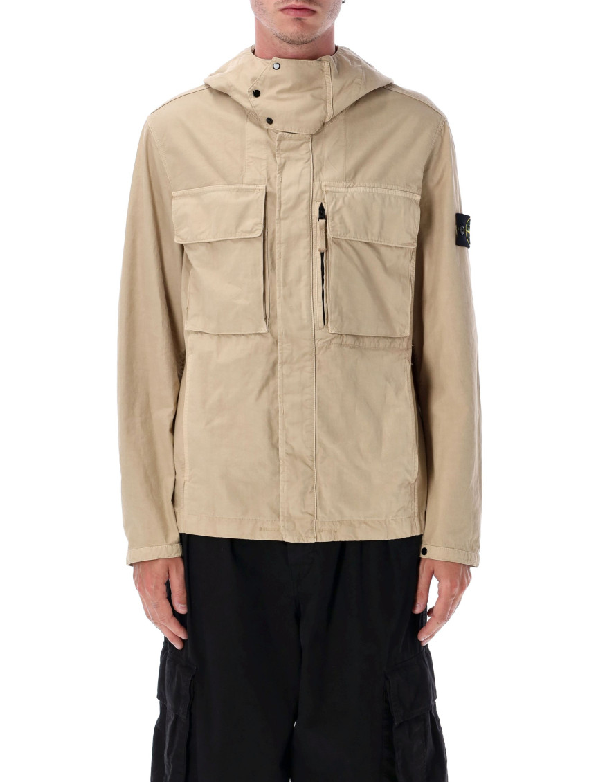 Stone Island Mens Desert Hooded Relaxed-fit Cotton Jacket In Brown