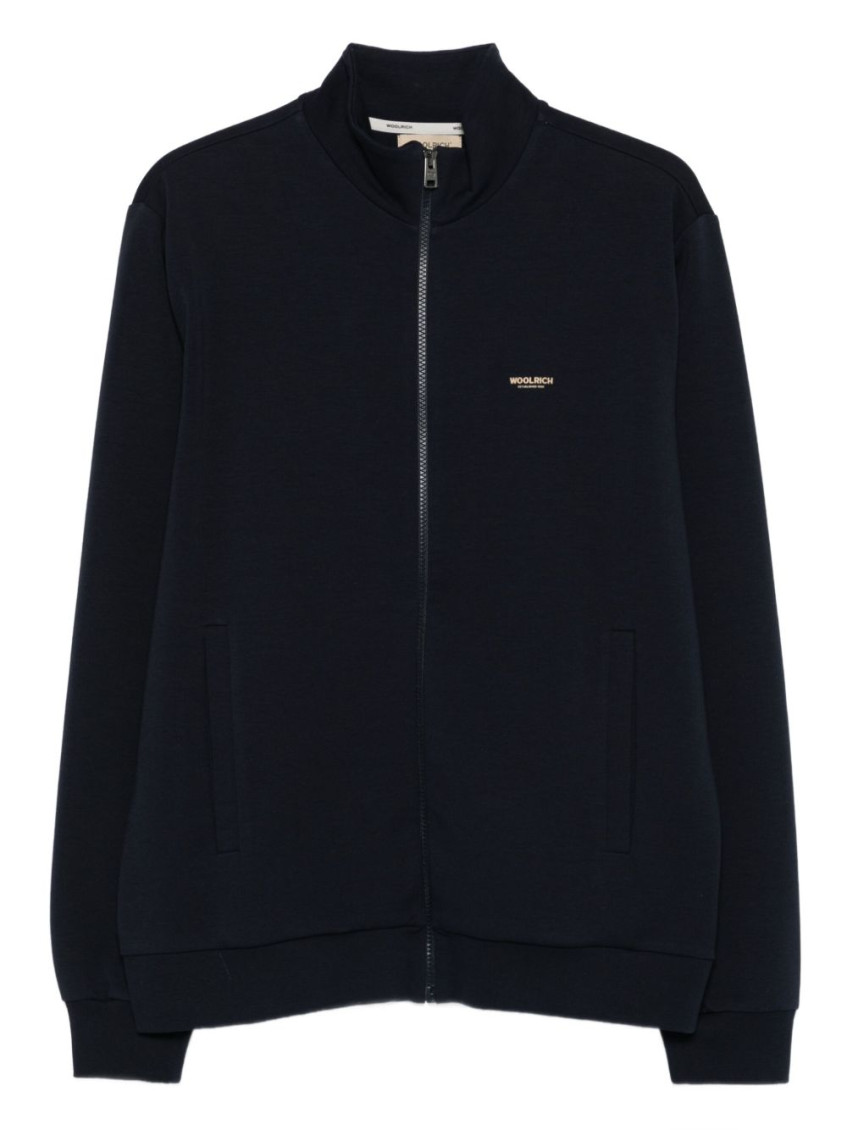 Woolrich Blue Zip-up Turtleneck Sweatshirt In Blue