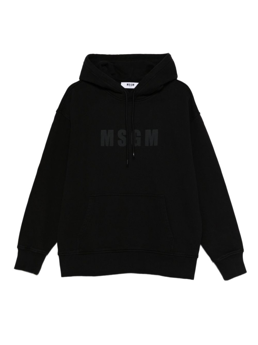 Msgm Cotton T-shirt With Front Printed Logo In Black