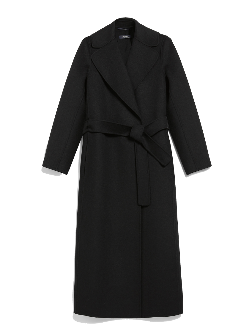 Max Mara Black Belted Wool Coat In Black