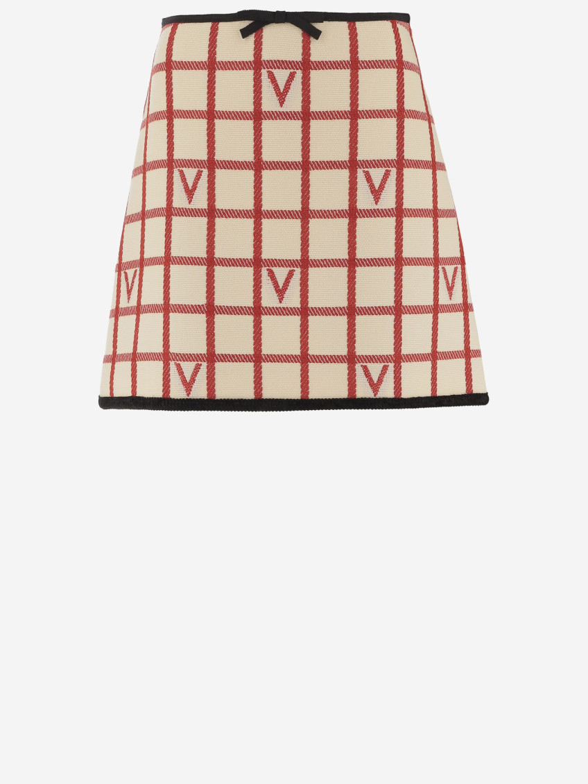 Valentino Midi Skirt With Button Accents And High Waist In Multi