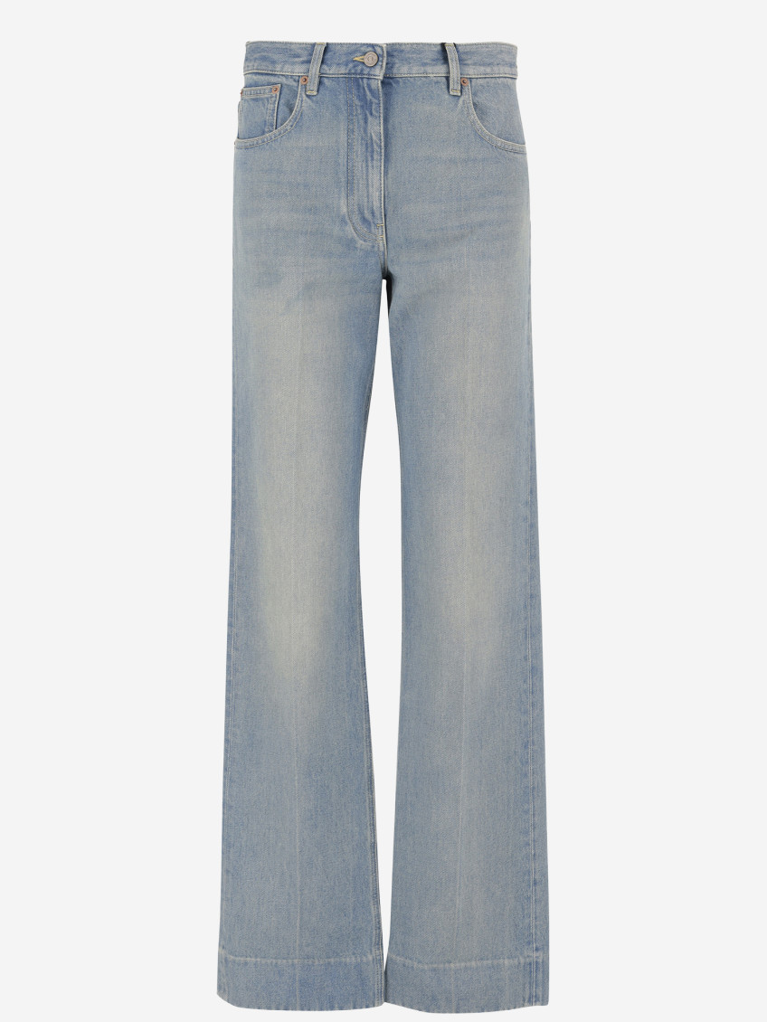 Valentino Washed Straight-leg Jeans In Blue