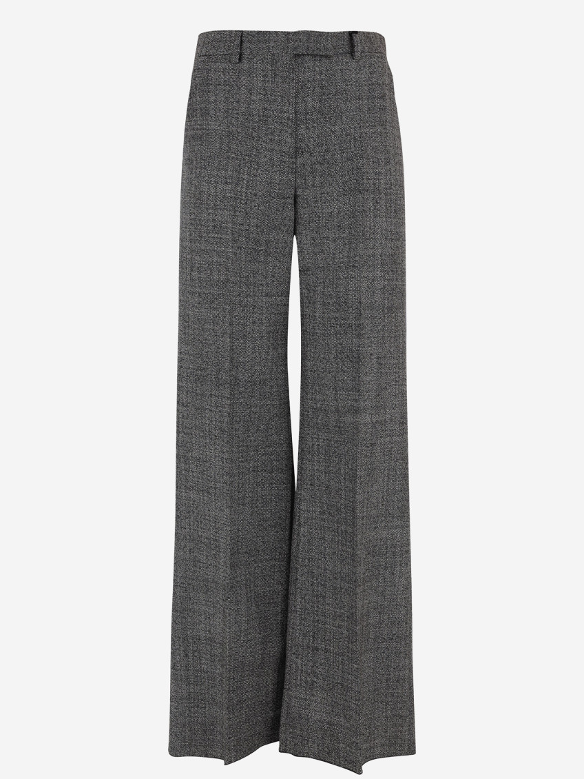 Valentino High-rise Wide-leg Trousers Featuring Pockets In Gray