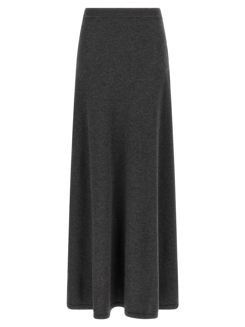 Balenciaga Long Wool Skirt Featuring Elastic Waistband In Gray