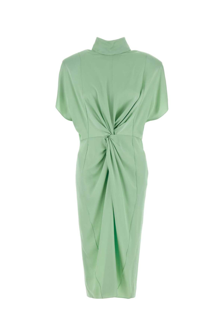Stella Mccartney Cap-sleeve Halterneck Twist Midi Dress In Green