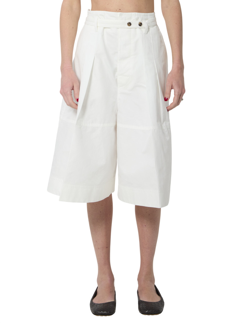 Bottega Veneta Culotte Pants In Cotton Fabric In White