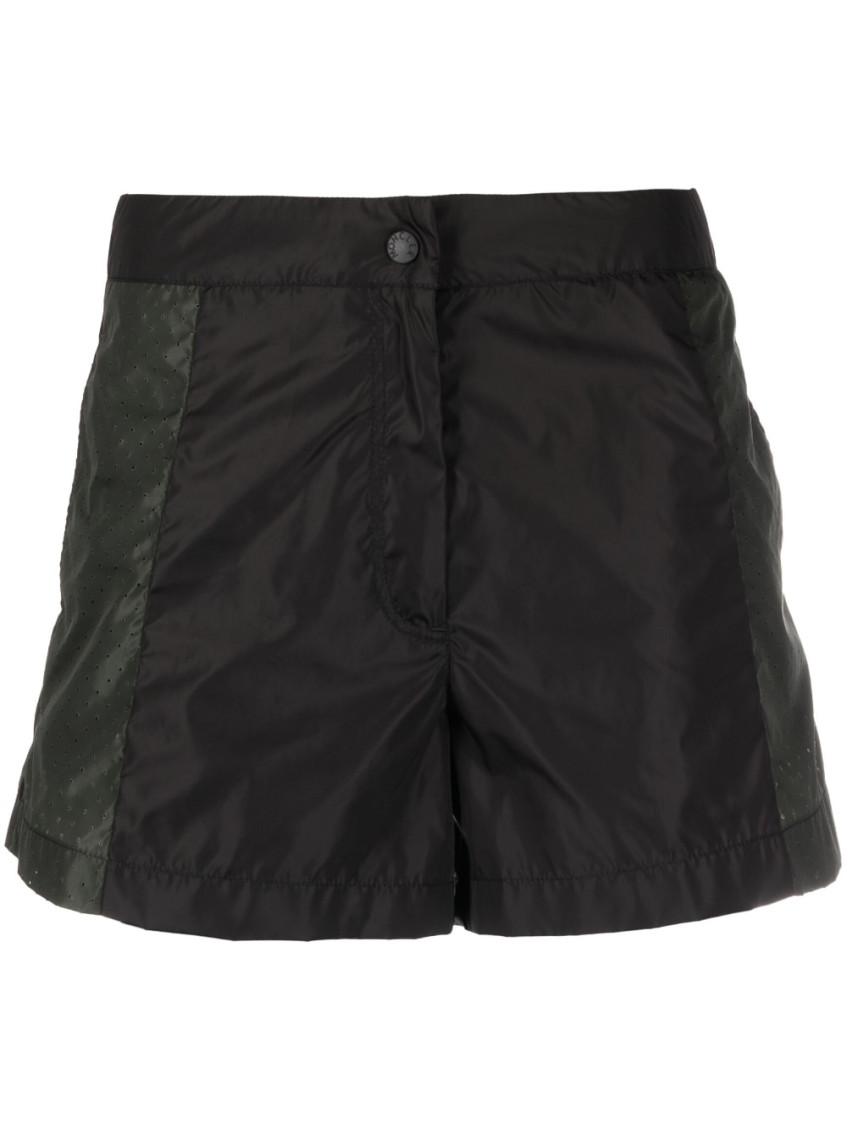 Shop Moncler Black Side Band Shorts