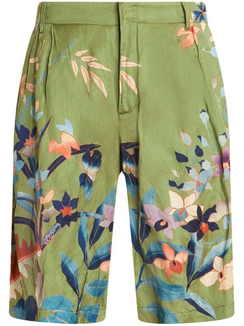 Etro Green Printed Shorts for Men Online USA at Darveys.com