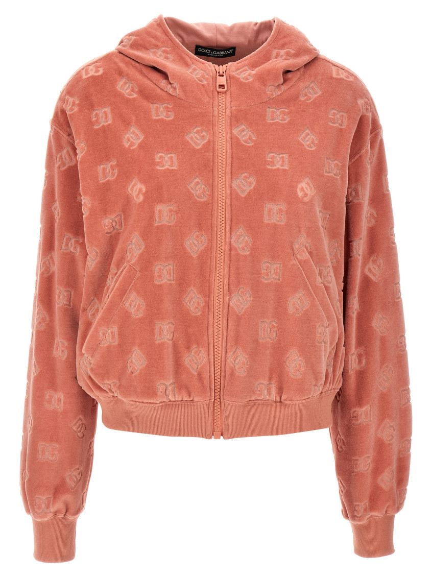 Dolce & Gabbana Pink Chenille Jacquard Hoodie In Pink