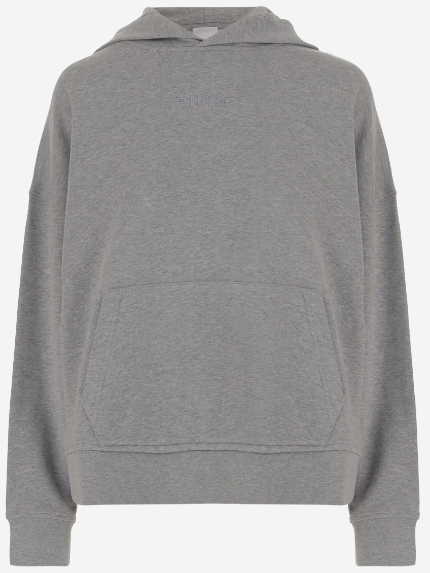 Pinko Grey Sweatshirt With Logo Embroidered On The Front In Grey