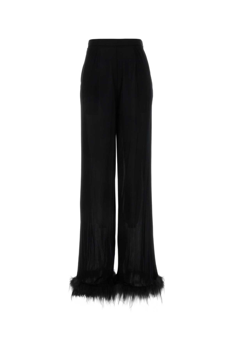 Prada Women Black Satin Wide-leg Pant In Black