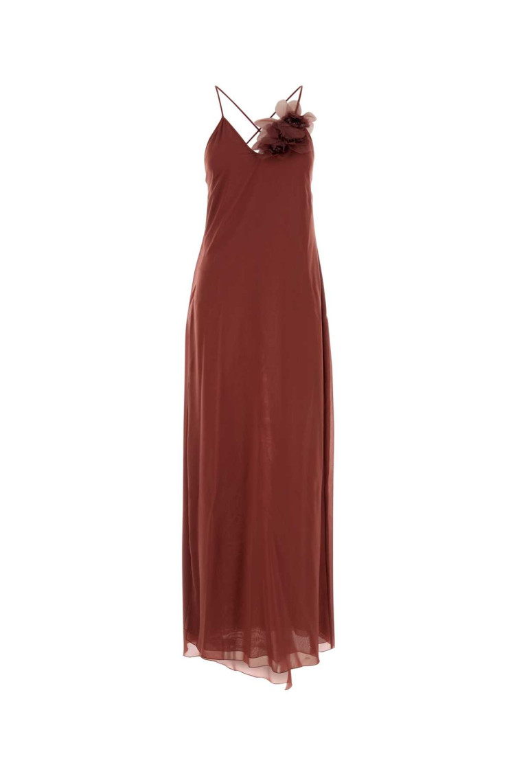 Blumarine Brick Crepe Dress In Red