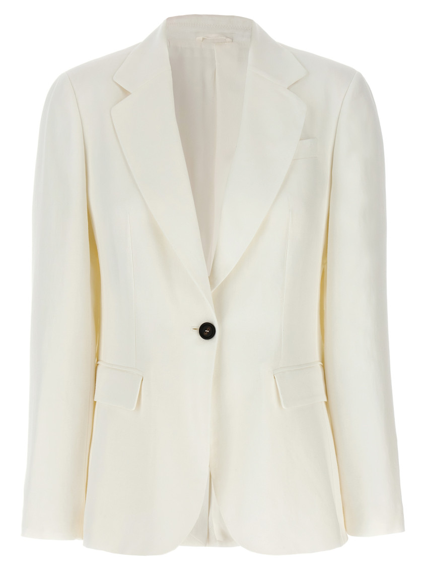 Shop Brunello Cucinelli White Single-breasted Blazer