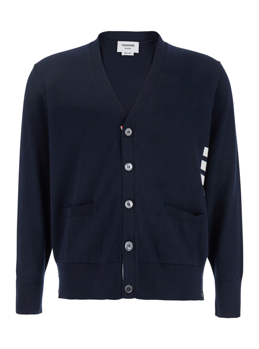 Shop Thom Browne Blue 4bar Cardigan