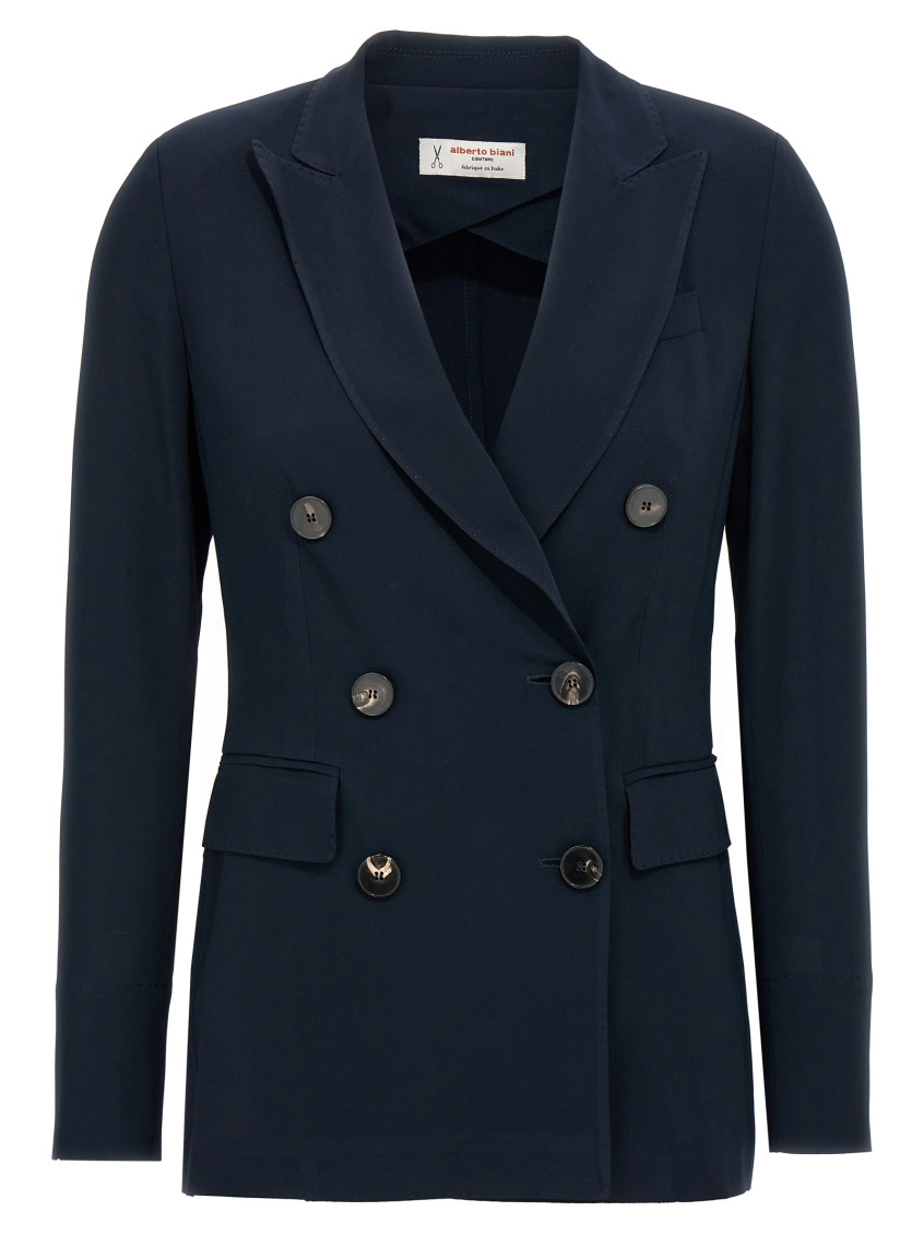Alberto Biani Dark Blue Double-breasted Blazer In Dark Blue