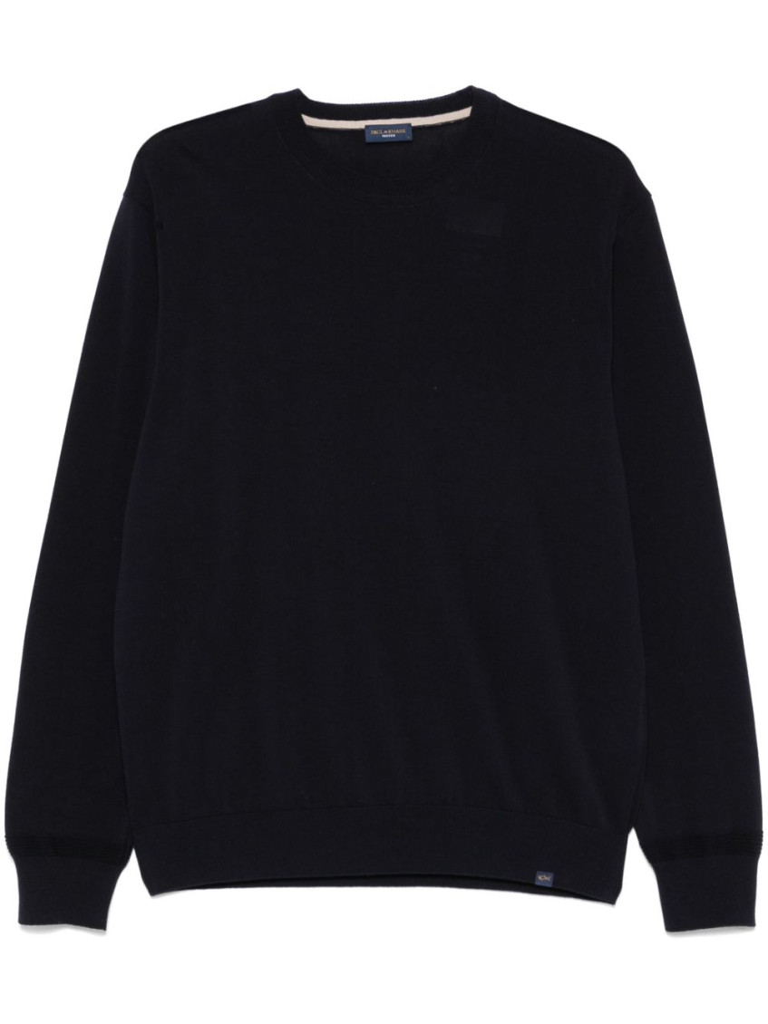 Shop Paul & Shark Navy Blue Crew Neck Sweater