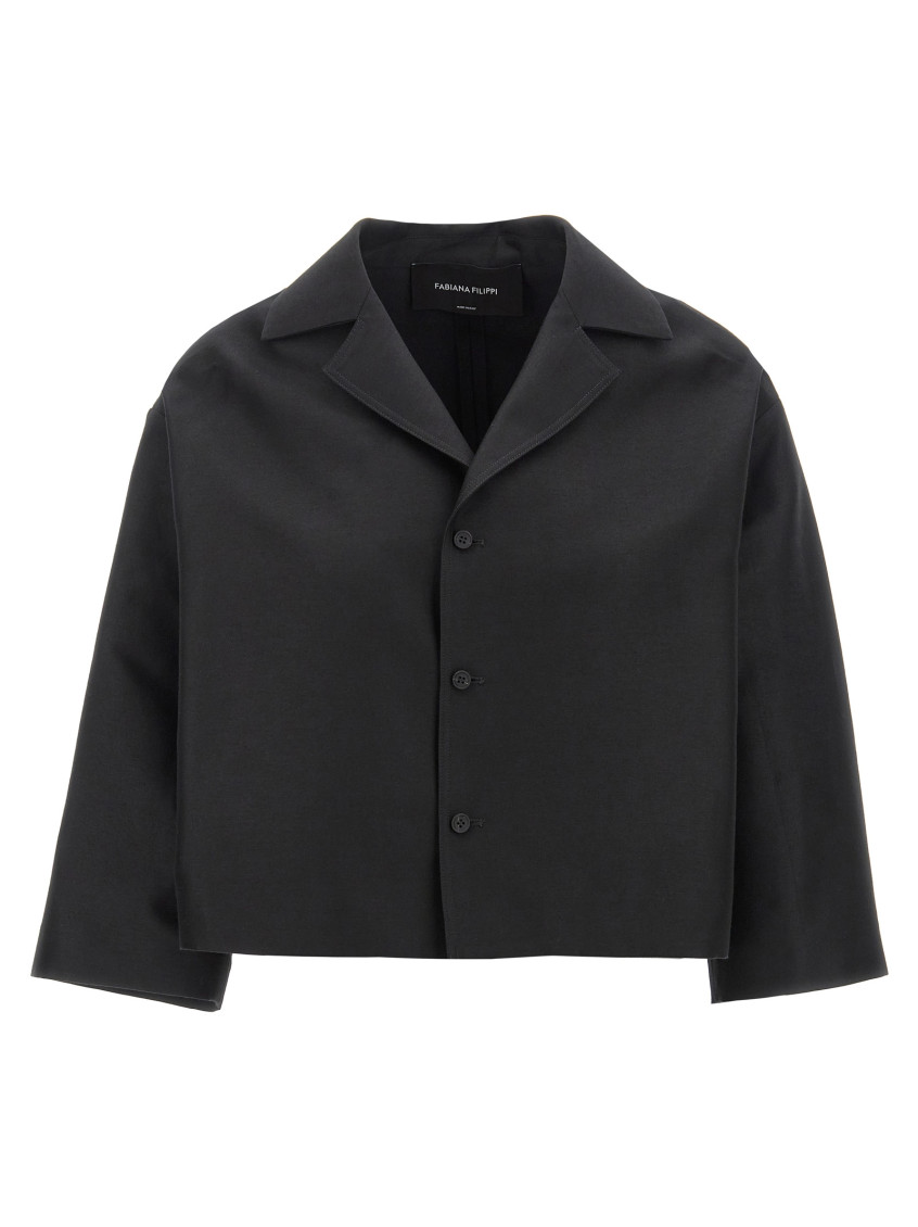 Shop Fabiana Filippi Black Wide Blazer