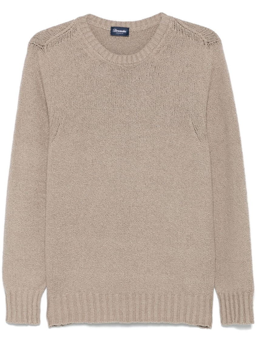 Drumohr Crew Neck Knitted Sweater In Beige