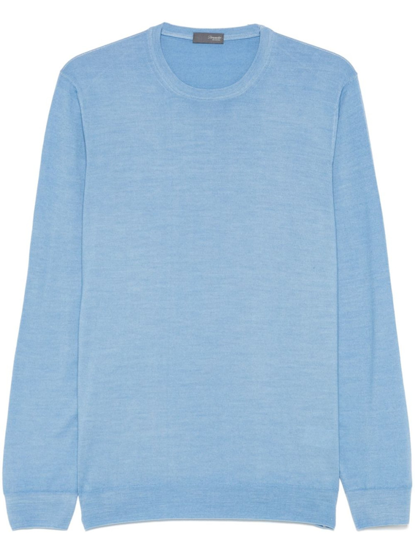 Drumohr Wool Sweater With Full Neck In Light Blue