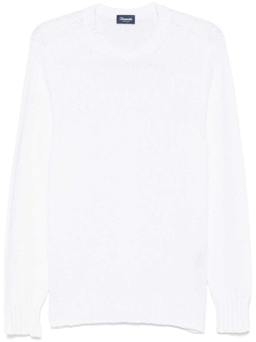 Drumohr White Knitted Neck Sweater In White