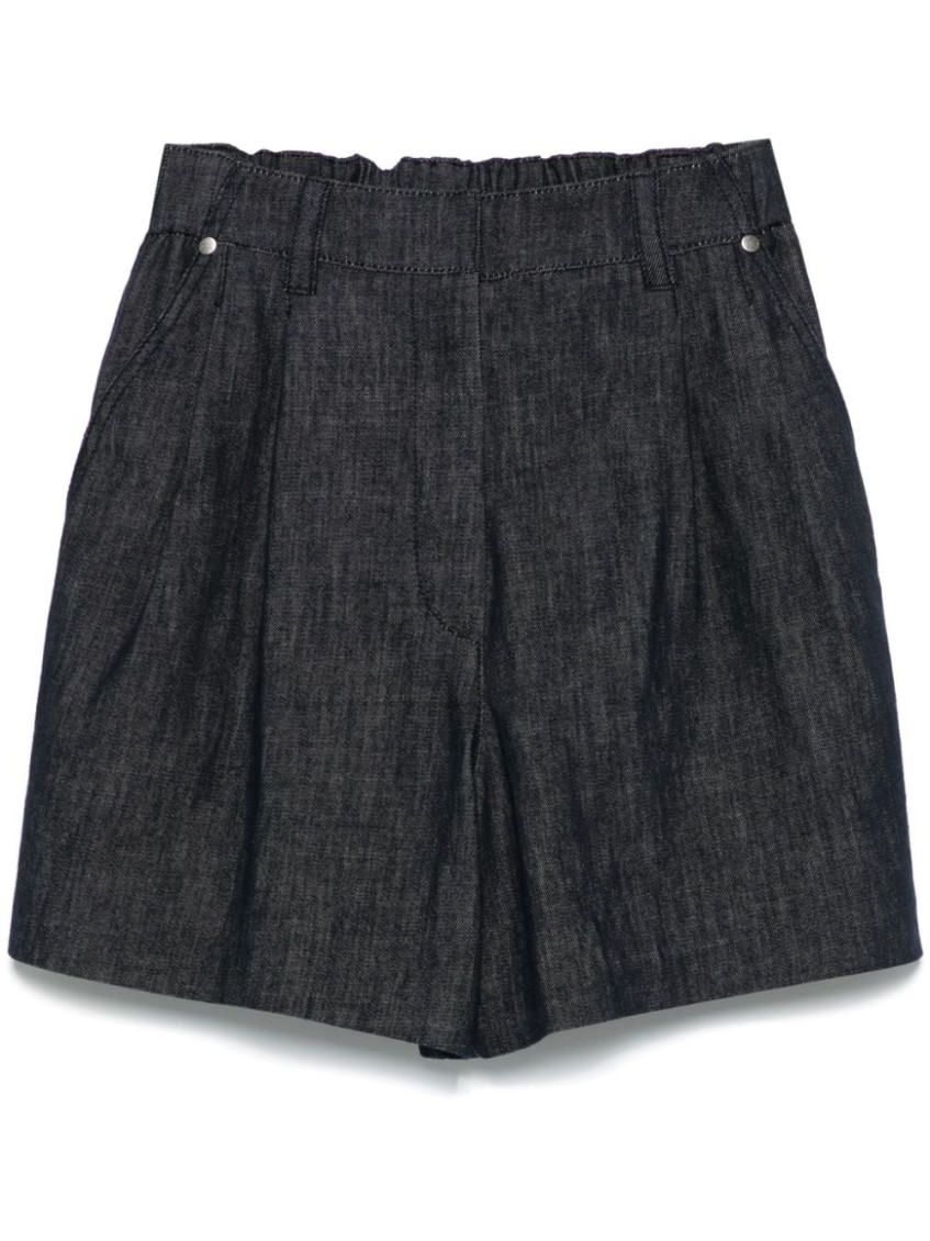 Shop Brunello Cucinelli Blue Denim Cotton Shorts