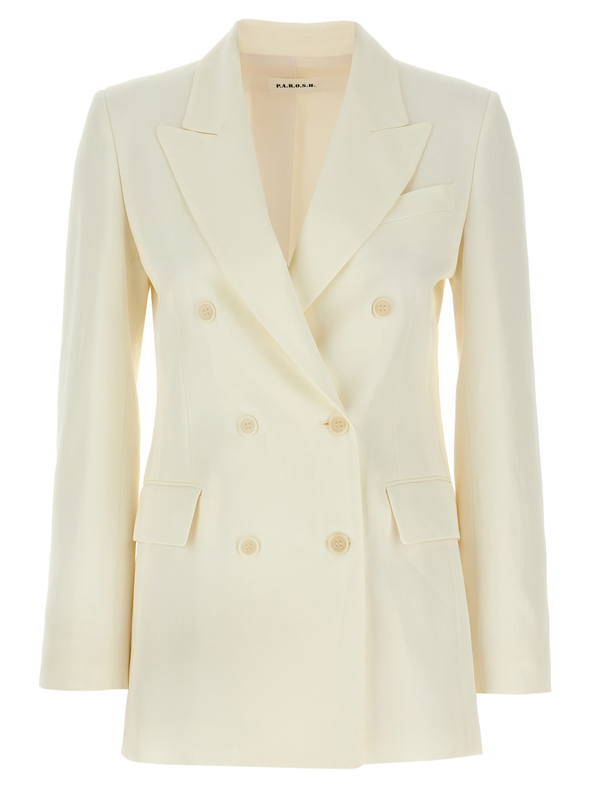 Shop P.a.r.o.s.h White Double-breasted Blazer