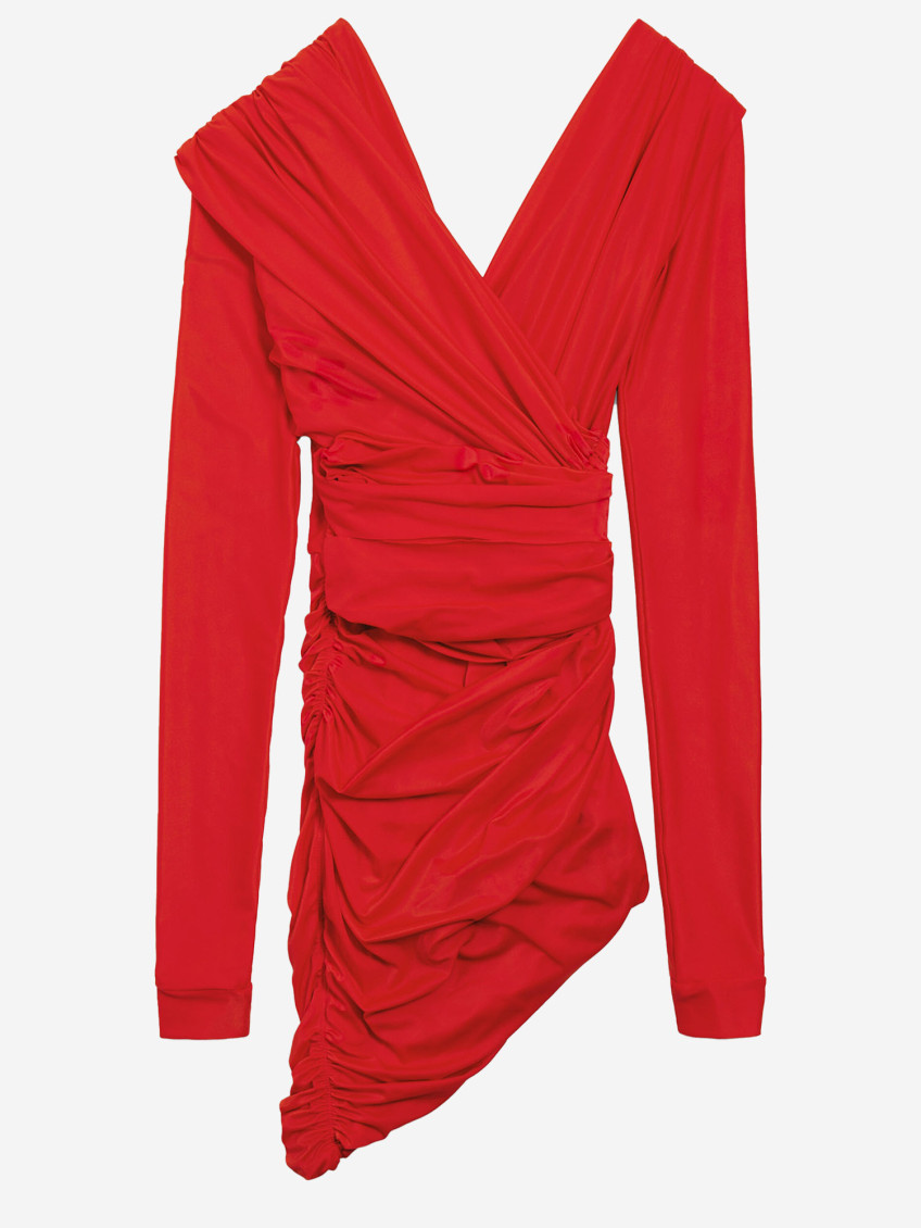 Balenciaga Draped Mini Dress In Red