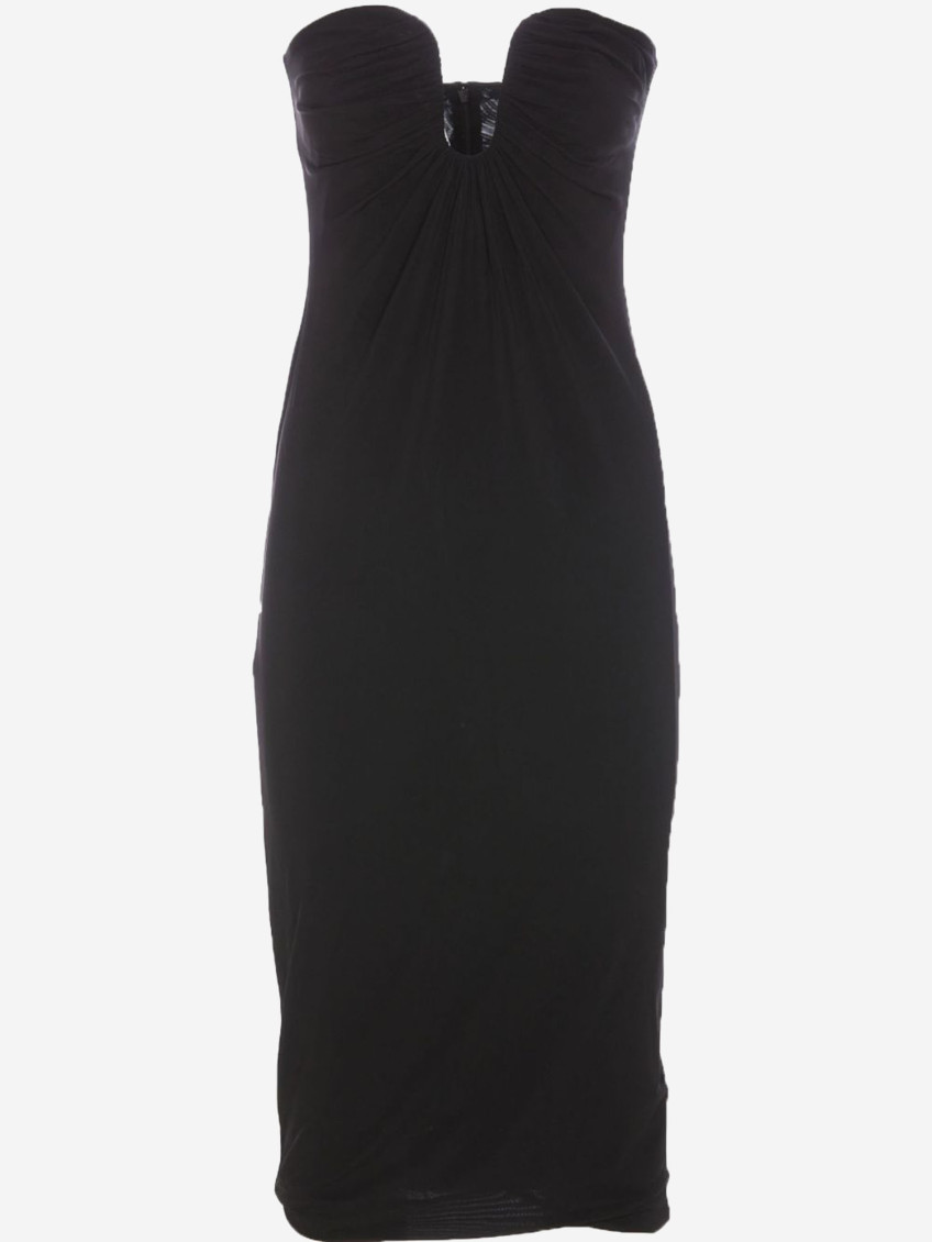 Pinko Fitted Black Stretch Viscose Midi Dress In Black