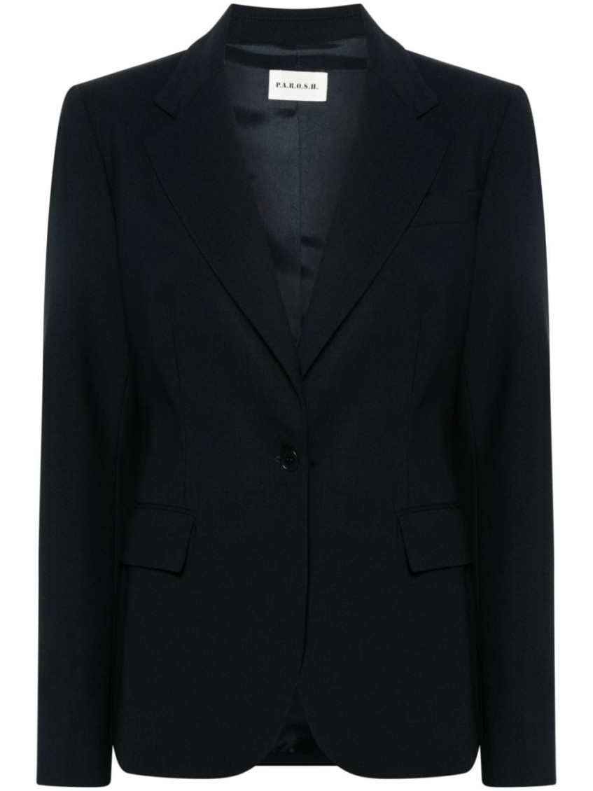 P.a.r.o.s.h Single-breasted Virgin Wool Blazer In Dark Blue