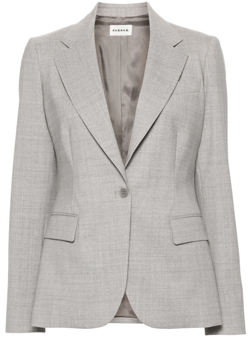 P.a.r.o.s.h Single-breasted Wool Blazer In Grey