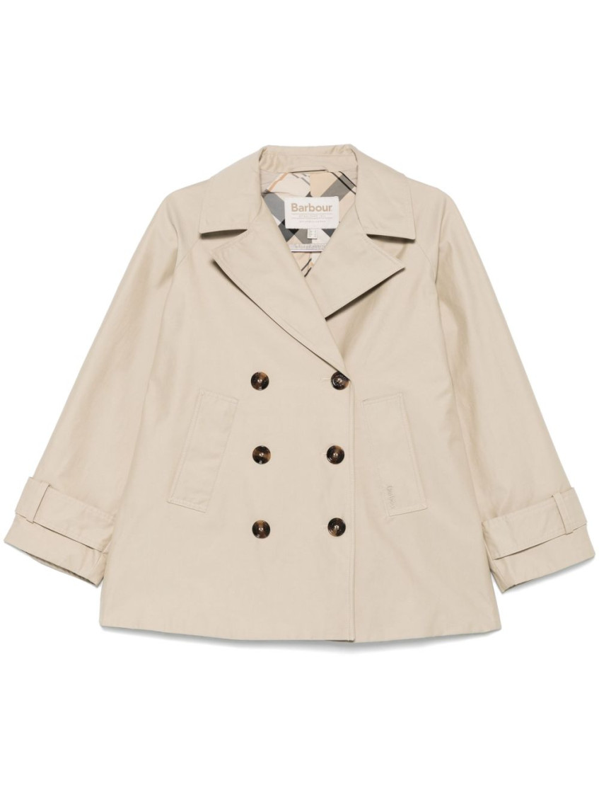 Barbour Maisy Double-breasted Jacket Front Pockets In Beige