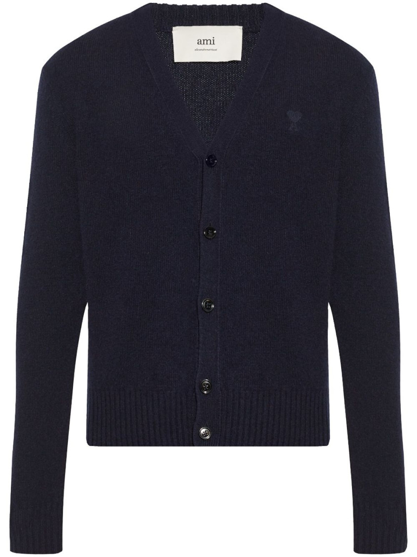 Ami Alexandre Mattiussi Ami De Coeur Cardigan In Navy Blue