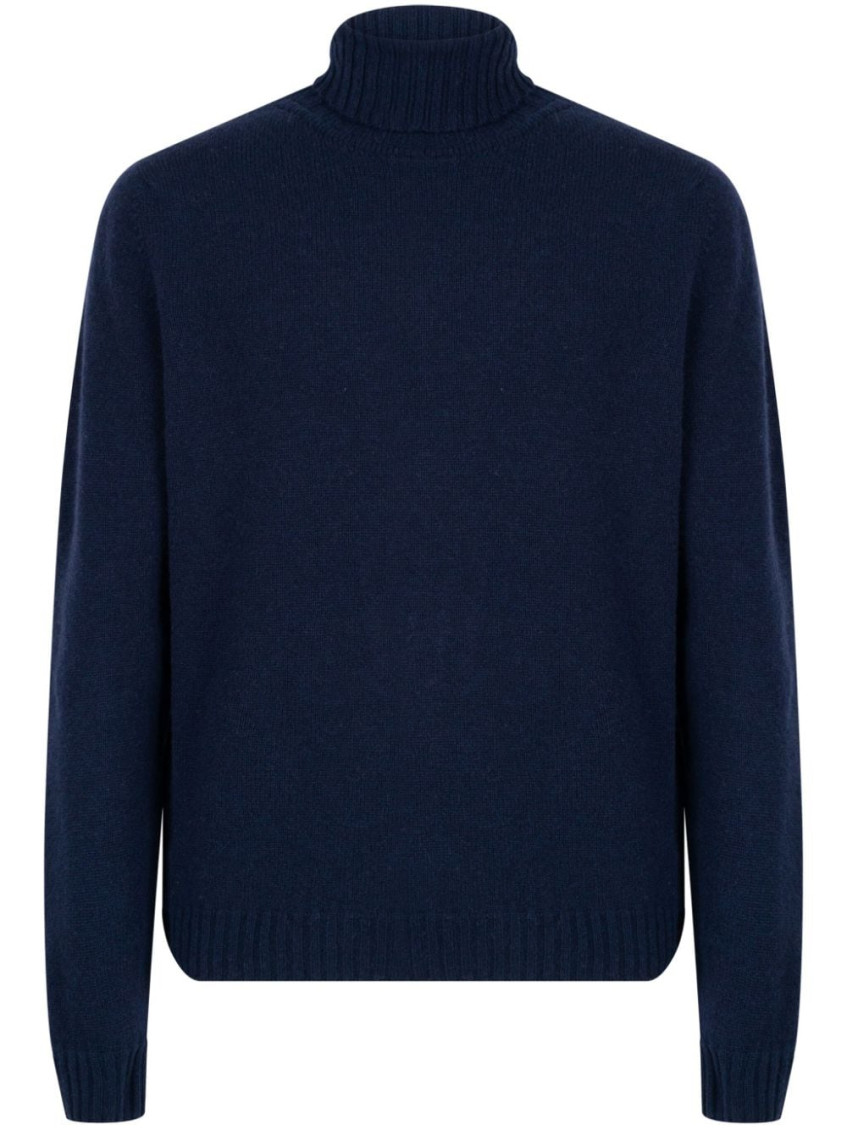 John Smedley Faisal Wool Blend Turtleneck Sweater In Navy Blue