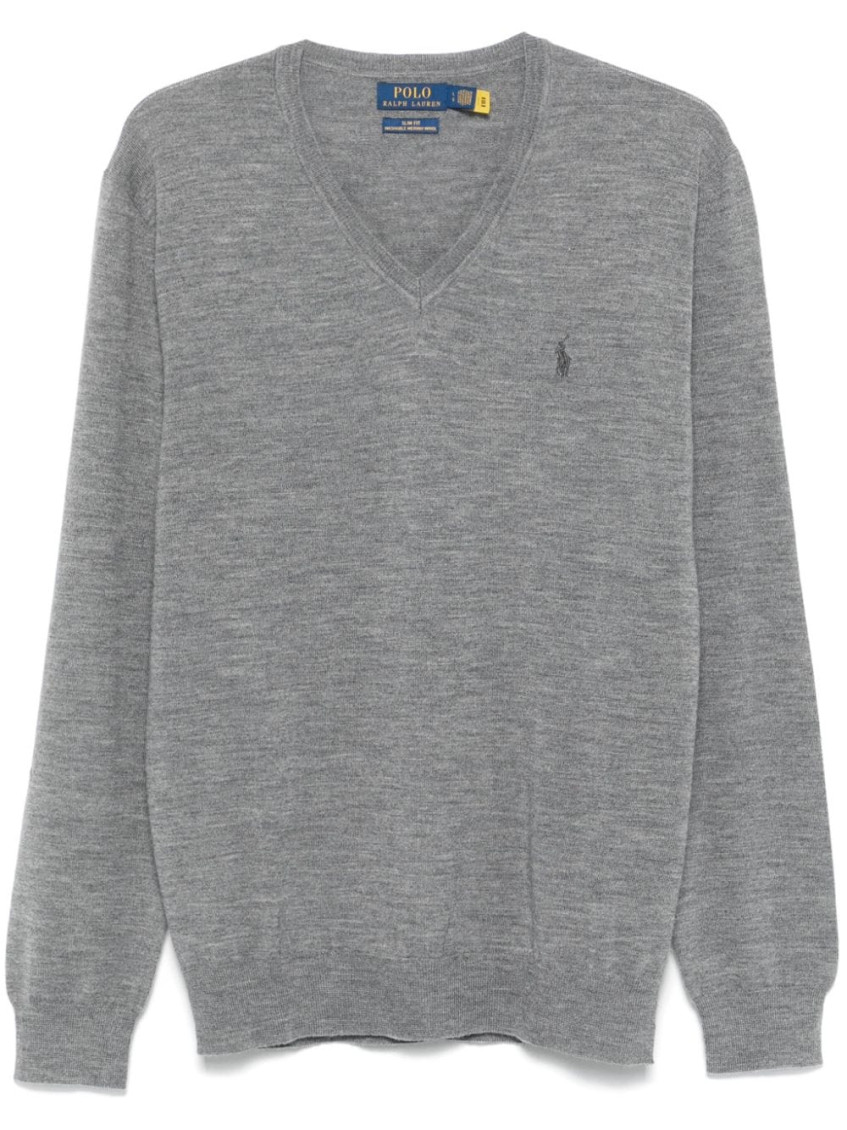 Polo Ralph Lauren Pony Embroidered Knit Jumper In Grey