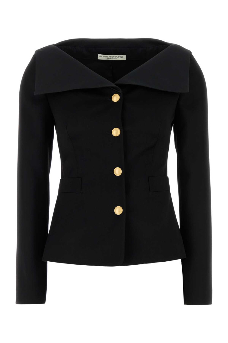 Shop Alessandra Rich Black Wool Blazer