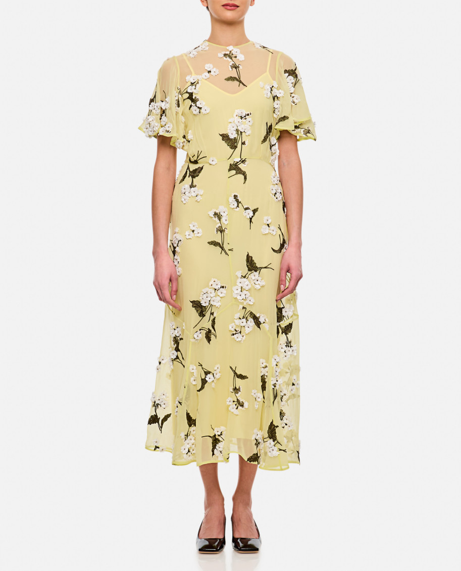 Shop Erdem Yellow Midi Cocktail Dress