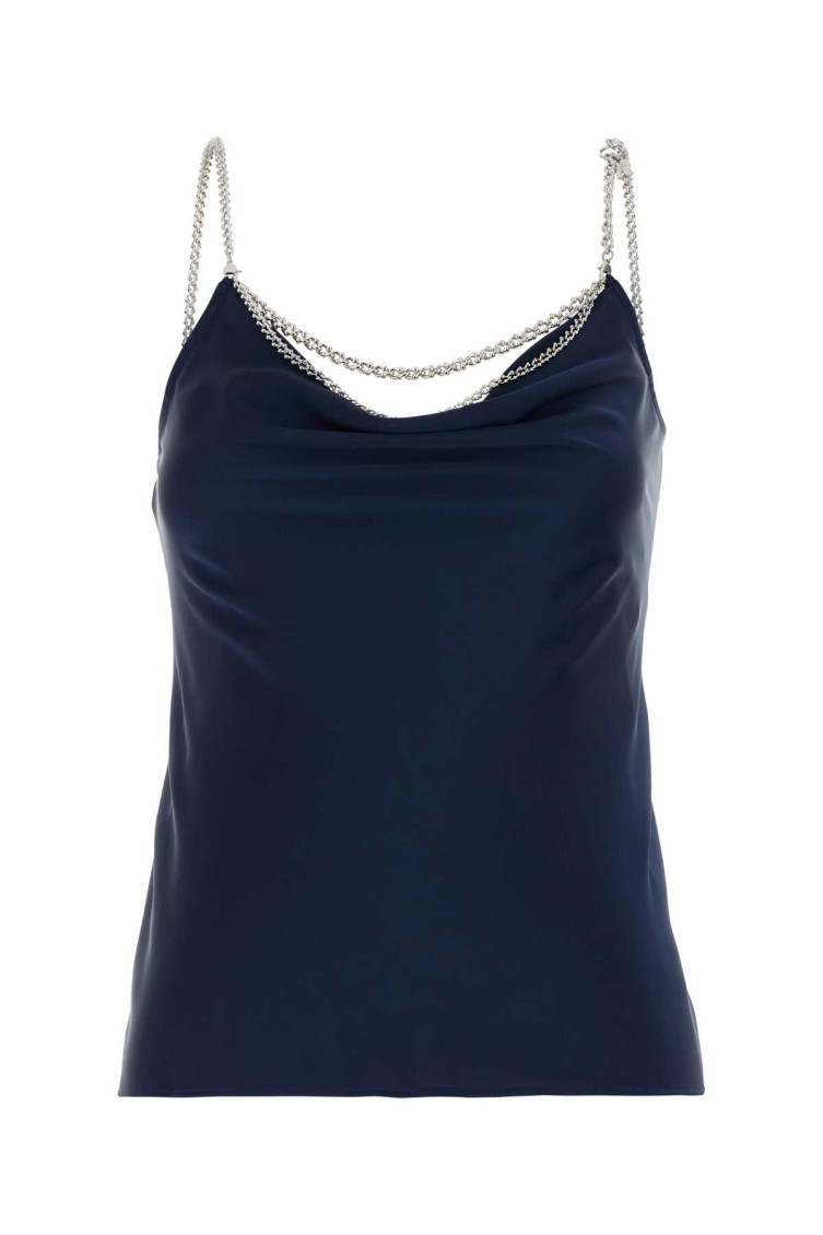 RABANNE BLUE SATIN TANK TOP 