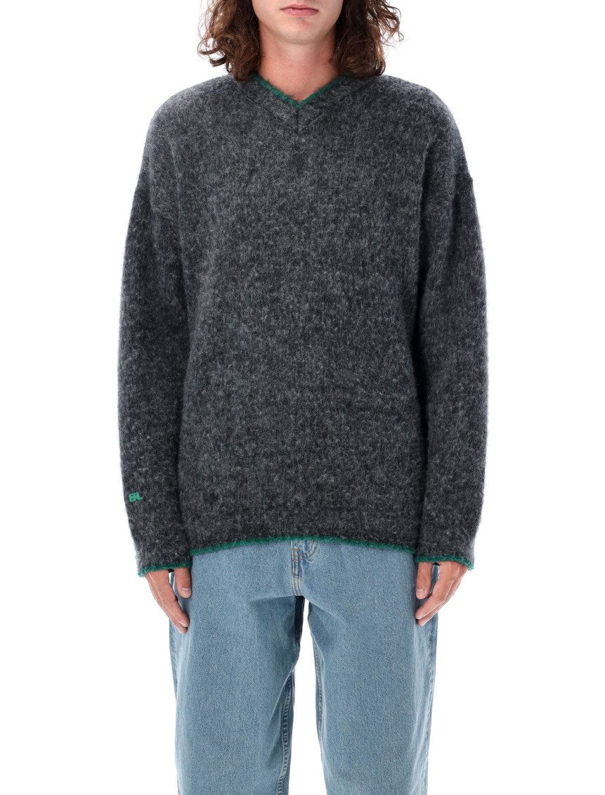 Erl V-neck Sweater Long Sleeves In Dark Grey