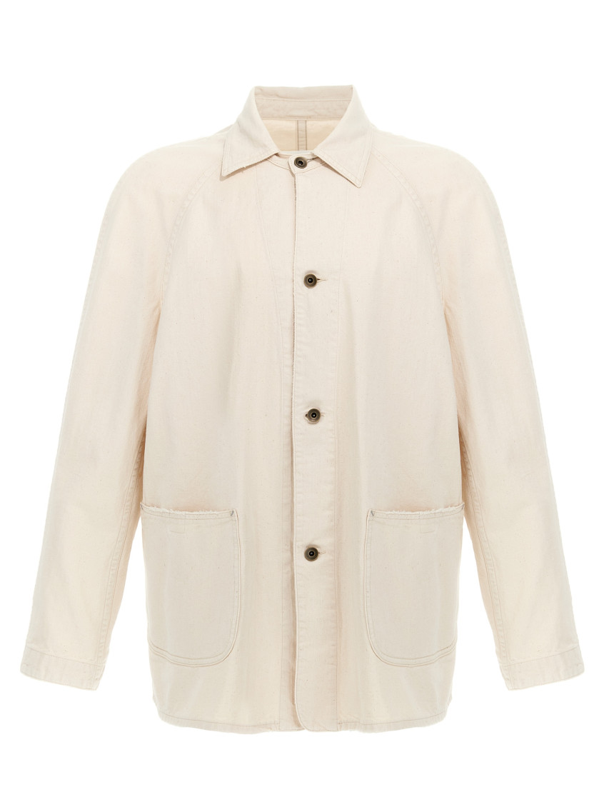 Maison Margiela Collared Jacket With Front Pockets And Long Sleeves In Neutral