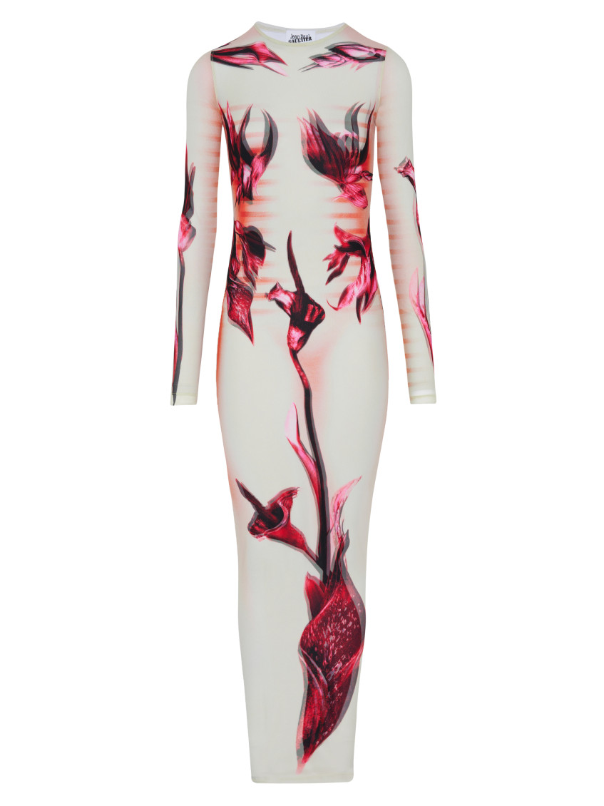 Shop Jean Paul Gaultier White Long Dress