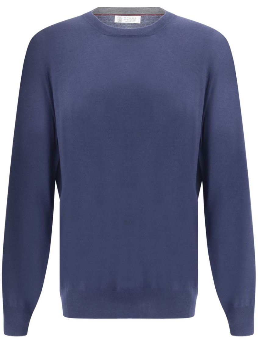 Brunello Cucinelli Blue Wool Sweater In Blue