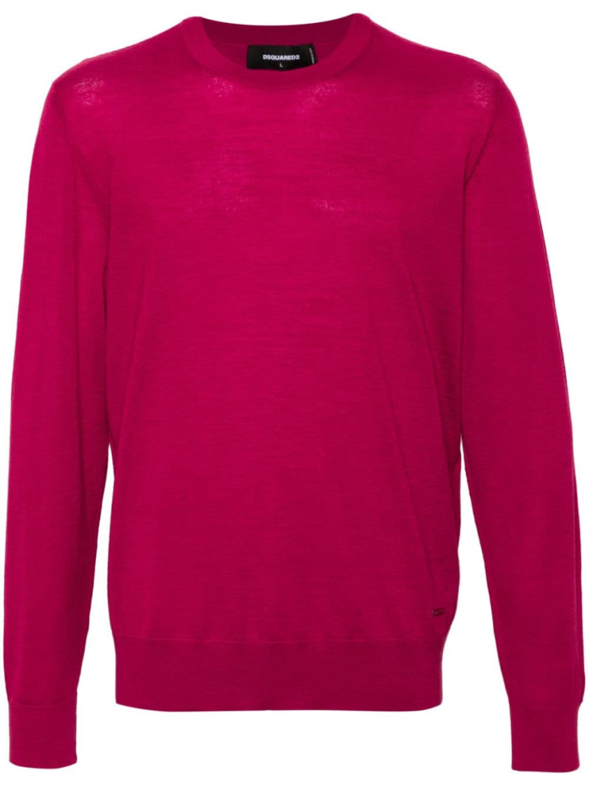 Dsquared2 Logo-plaque Fine-knit Jumper In Red