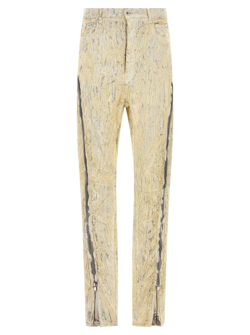 Rick Owens Gold Bolan Banana Jeans In Golden